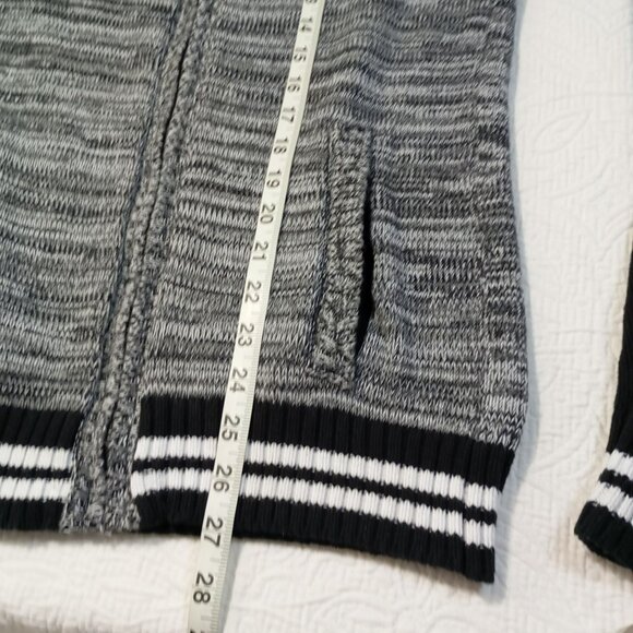 American Rag Jacket Medium Gray & Black Striped Cotton Full-Zip Ribbed Cuffs Hem - Picture 8 of 10